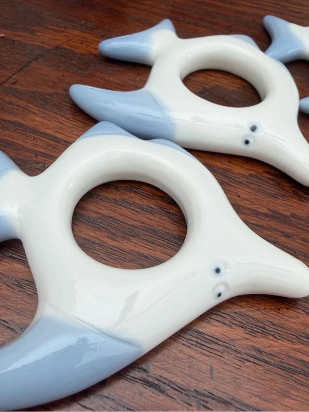 Vintage Dolphin Napkin Rings Set of 4 Ceramic Japan Coastal Beach Nautical Decor